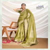 Sethnic Zivaya Wholesale Gold Infused Tissue Linen Party Wear Sarees