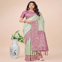 plazzo silk by astita fancy designer lichi silk fabric saree wholesale with fancy latkan
