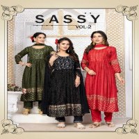 Master Sassy Vol-2 Wholesale Rayon Choli Work Kurti With Pant And Dupatta
