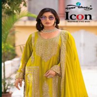 ICON BY YOUR CHOICE EXCLUSIVE CHINON UNSTITCH MODERN PAKISTANI 3PCS DRESS
