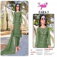 SAJIDA DESIGNER ZARA VOL 3 ORGANZA MODERN PAKISTANI DRESS MATERIAL