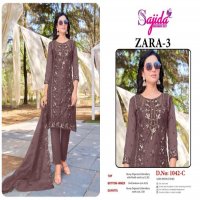 SAJIDA DESIGNER ZARA VOL 3 ORGANZA MODERN PAKISTANI DRESS MATERIAL