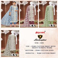 BIPSON LAMBORGHINI D.NO 3245 WHOLESALE PURE COTTON PRINT WITH SCHIFFLI WORK DRESS MATERIAL