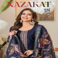 18 Attitude Nazakat Wholesale Pure Muslin Top With Pant And Dupatta