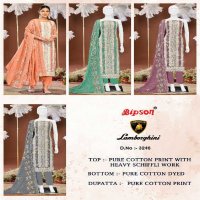 BIPSON LAMBORGHINI D.NO 3246 WHOLESALE PURE COTTON PRINT WITH SCHIFFLI WORK DRESS MATERIAL