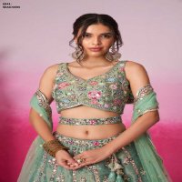 PF Series 6041 Colours Wholesale Net Fabrics Designer Lehengas