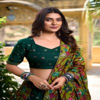 MUSAFIR LNB1219 TUSSAR SILK FESTIVE HALF SAREE STITCH LEHENGA UNSTITCH CHOLI