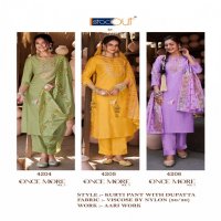 anju fab once more vol 5 viscose nylon exclusive full stitch big size 3pcs dress