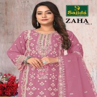 sajida present by zaha vol 2 organza party wear pakistani kurta set