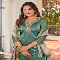 AANCHI JAGUAR SHIMMER JACQUARD READYMADE BEAUTIFUL DESIGN 3PCS DRESS