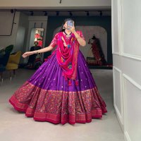 LNB 1211 TUSSAR SILK NAVRATRI SPECIAL FANCY STITCH LEHENGA UNSTITCH CHOLI