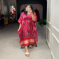 KAFTAN GAJI SILK DIGITAL PRINT WITH GOTTA PATTI READYMADE KAFTAN KURTI