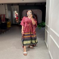 KAFTAN GAJI SILK DIGITAL PRINT WITH GOTTA PATTI READYMADE KAFTAN KURTI