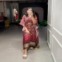 KAFTAN GAJI SILK DIGITAL PRINT WITH GOTTA PATTI READYMADE KAFTAN KURTI