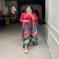 KAFTAN GAJI SILK DIGITAL PRINT WITH GOTTA PATTI READYMADE KAFTAN KURTI