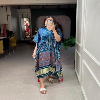 KAFTAN GAJI SILK DIGITAL PRINT WITH GOTTA PATTI READYMADE KAFTAN KURTI