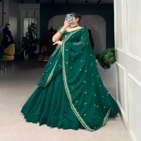 LNB 1447 GEORGETTE THREAD EMBRAIDED WEDDING WEAR STITCH LEHENGA UNSTITCH CHOLI