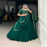 LNB 1447 GEORGETTE THREAD EMBRAIDED WEDDING WEAR STITCH LEHENGA UNSTITCH CHOLI