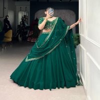 LNB 1447 GEORGETTE THREAD EMBRAIDED WEDDING WEAR STITCH LEHENGA UNSTITCH CHOLI
