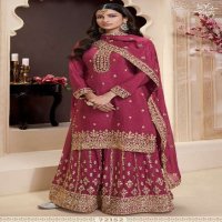 VINAY KULEESH SHANIA WHOLESALE HEAVY THREAD EMBROIDERED CHINON PARTY WEAR SUITS