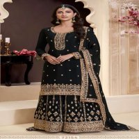 VINAY KULEESH SHANIA WHOLESALE HEAVY THREAD EMBROIDERED CHINON PARTY WEAR SUITS