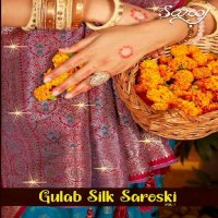 SAROJ GULAB SILK SAROSKI VOL-1 WHOLESALE SOFT SILK CONTRAST RICH PALLU WITH HEAVY SWAROSKI WORK DESIGNER SAREES
