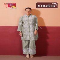 KHUSHI BY AMBIKA KURTI NATURAL CRAPE READYMADE STYLISH COMBO CO-ORD SETS