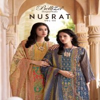 NUSRAT VOL 5 BY BELLIZA DESIGNER MODAL VISCOSE MUSLIN PAKISTANI UNSTITCHED SUITS