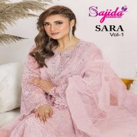 SAJIDA DESIGNER LAUNCH SARA VOL 1047ABCD ORGANZA EMBRODERIED HEAVY PAKISTANI COLLECTION