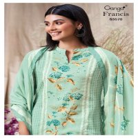 GANGA PRESENT FRANCIS S3570 WHOLESALE PREMIUM COTTON MAL PRINTED WITH HANDWORK CLASSIC SUITS ONLINE