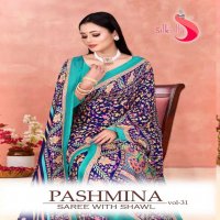 SILK VILLA PASHMINA SAREE WITH SHAWAL VOL 31 WINTER SPECIAL PASHMINA SAREE EXPORTS