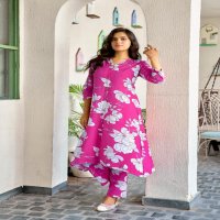 TRENDY TOUCH BY TIPS AND TOPS RAYON READYMADE ETHNIC A-LINE CO-ORD SET