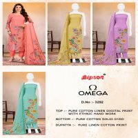 OMEGA D.NO 3292 BY BIPSON PRINTS AMAZING PRINTED LINEN LADIES SUITS