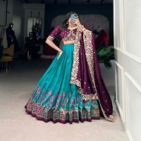 LNB 1238 TUSSAR SILK GORGEOUS LOOK STITCH LEHENGA UNSTITCH CHOLI FOR WOMENS