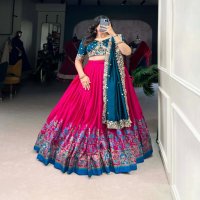 LNB 1238 TUSSAR SILK GORGEOUS LOOK STITCH LEHENGA UNSTITCH CHOLI FOR WOMENS