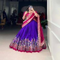 LNB 1238 TUSSAR SILK GORGEOUS LOOK STITCH LEHENGA UNSTITCH CHOLI FOR WOMENS