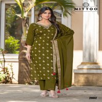 MITTOO LAUNCH HANSIKA WHOLESALE BEAUTIFUL READYMADE COTTON JEQURD WITH HAND WORK SUITS