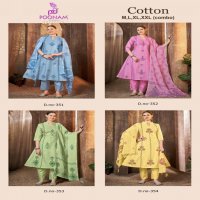 POONAM DESIGNER 351-354 COTTON GORGEOUS LOOK FULL STITCH A LINE KURTA SETS