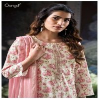 GANGA BRITA S3180 WHOLESALE PREMIUM COTTON PRINTED WITH EMBROIDERY WORK CASUAL SUITS