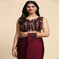 AMOHA A339 WHOLESALE EXQUSITE SEQUIN EMBROIDERY WORK READY TO WEAR DESIGNER SAREES