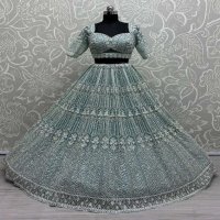 ANJANI ART D.NO 2860 WHOLESALE HEAVY NET DESIGNER LEHENGAS