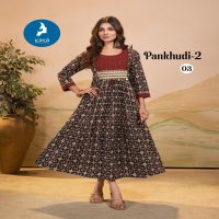 PANKHUDI VOL 2 BY KAYA COTTON READYMADE STYLISH LOOK LONG KURTIS