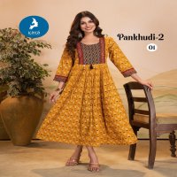PANKHUDI VOL 2 BY KAYA COTTON READYMADE STYLISH LOOK LONG KURTIS