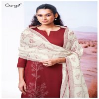 GANGA ISHEETA D.NO 3550 WHOLESALE PURE COTTON SATIN SOLID COLORS WITH EMBROIDERY SALWAR SUITS