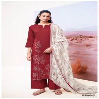 GANGA ISHEETA D.NO 3550 WHOLESALE PURE COTTON SATIN SOLID COLORS WITH EMBROIDERY SALWAR SUITS
