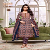 MAYUR CREATION PRESENT AJARAKH VOL 7 COTTON DAILY WEAR PLUS SIZE KURTI,BOTTOM WITH DUPATTA