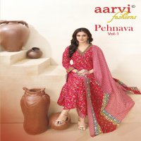 PEHNAVA VOL 1 BY AARVI FASHION COTTON ANARKALI STYLE FULL STITCH SUIT FOR WOMENS
