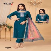 DEE CEE SONAM WHOLESALE VATICAN FABRIC STRAIGHT LONG KURTI WITH COMPUTER EMBROIDERY FULLY STITCH DRESS