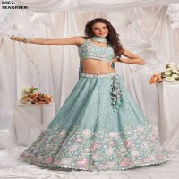 PF SERIES 6067 COLORS WHOLESALE POLY CHIFFON WITH HEAVY WORK DESIGNER LEHENGA FOR ANY OCCASION