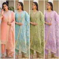 AFSANA NASHIT WHOLESALE JIMI CHOO WITH NECK WORK EMBROIDERED READYMADE STYLIST SUITS